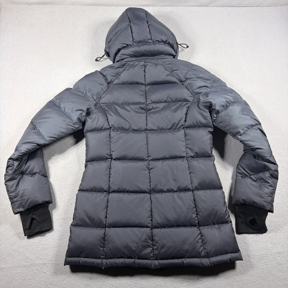 Athleta Goose Down Puffer Jacket Women Small Dark Gray Hooded Winter Gorpcore - Picture 13 of 14